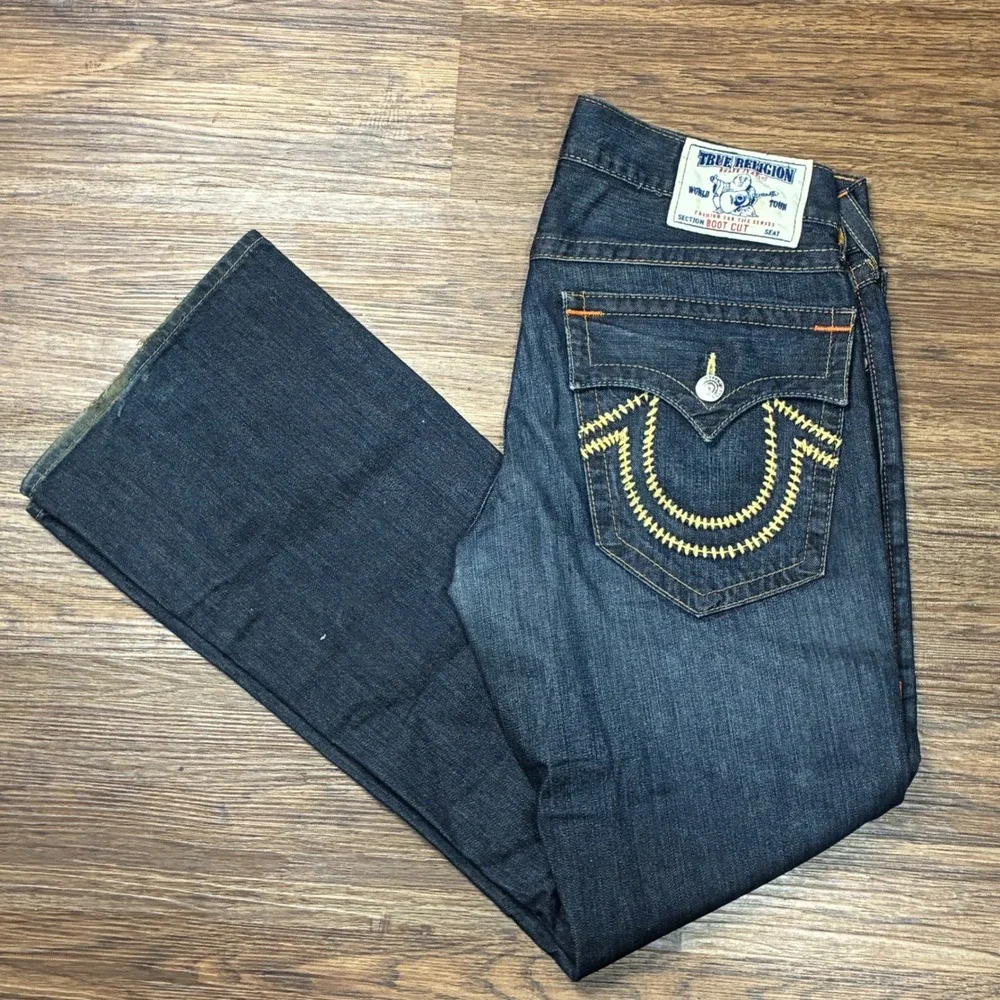 Vintage True Religion Bootcut Jeans Mens 33 Blue Quad QT Stitch MDE858R46 USA